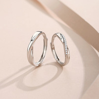 Personalisierter Gravierter S925 Sterling Silber Paarring für Valentinstag Liebesgeständnis Geschenk