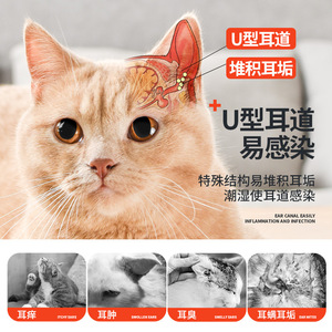 Gotas para los oídos de mascotas, líquido limpiador de 120ml para gatos y perros, eliminación de olores, cuidado antipicazón - Product Image 3