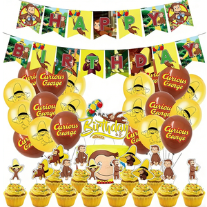 Set de Decoraciones para Fiesta de Cumpleaños de George, Incluye Pancarta, Adorno para Pastel, Globos, Guirnaldas y Espirales Colgantes para Niños y Niñas - Product Image 1