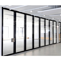 Cloison acoustique mobile moderne en verre avec cadre en aluminium, système de cloisonnement insonorisé pour bureau, prix direct usine
