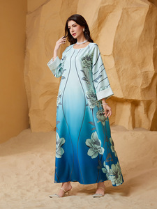 Vestido con cuentas estampado de cuello redondo para mujer musulmana de comercio electrónico transfronterizo Real Shot - Product Image 5