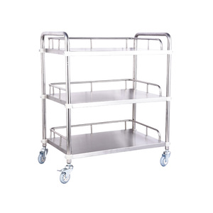 Stainless Steel Treatment Cart 3 Tier With 4 Castors For Hospital Use Durable Industrial Design - Product Image 1
