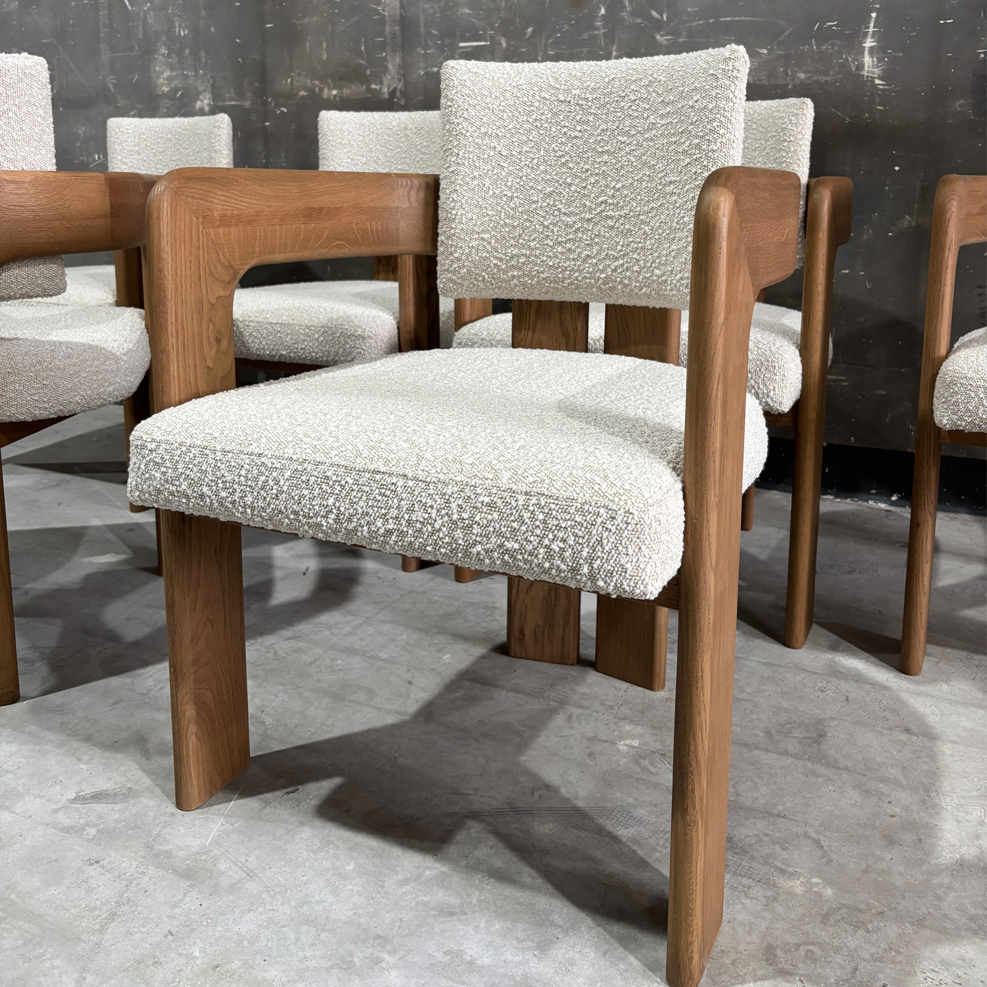 White oak with Boucle fabric