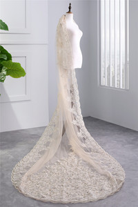 Best seller 3 metri più economico lunghezza cappella Champagne bianco avorio veli da sposa con pettine <span class=keywords><strong>Veu</strong></span> De Noiva Longo velo da sposa - Product Image 3