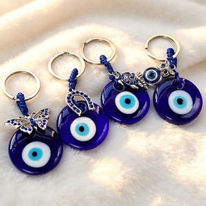 European American Fashion Devil Eye Key Ring Electroplated Blue‑Eyed Alloy Pendant Portable Luggage Charm Custom Alloy Keychain - Product Image 1
