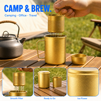Ensemble de tasses à thé en titane pur, tasse à double paroi avec filtre, tasse à thé portable, théière en titane, vaisselle de voyage, pour le bureau et la maison