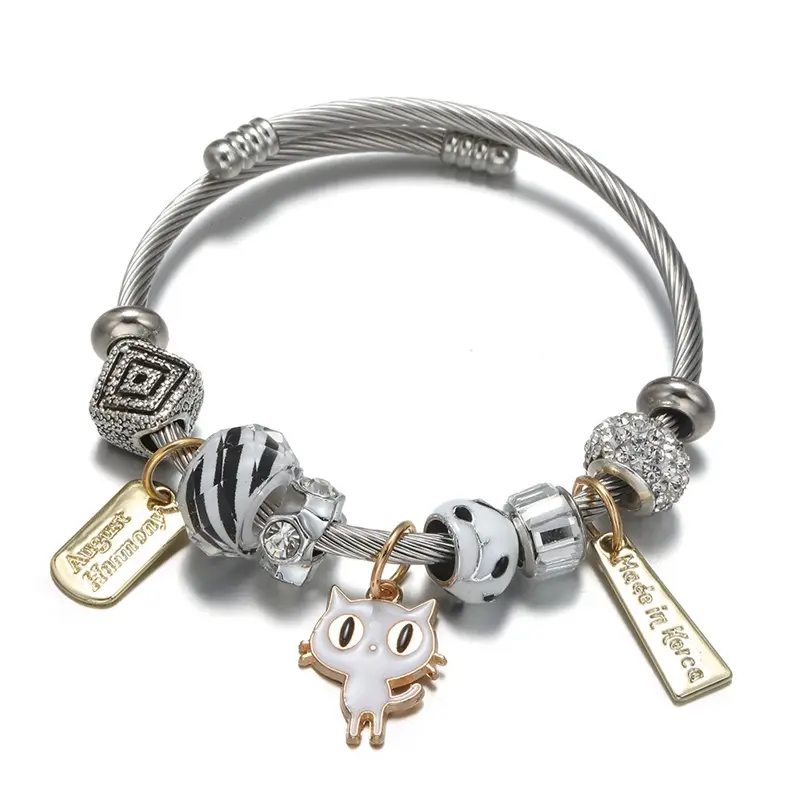 Kat Verstelbare Bangle Armband Rvs Charm Armband Sieraden