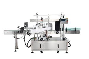 Machine d'étiquetage automatique double face haute précision contrôlée par PLC avec pompe et roulement pour bouteilles et canettes en verre/plastique/métal - Product Image 1