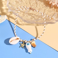 Bracelet boule tressée étoile de mer poisson coloré bricolage nouage à la mode tissé coquille breloque cheville plage bijoux Bracelet en pierre