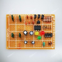 Kit de composants de base pour débutants en électronique DIY, pour la pratique de l'identification et de la soudure, avec carte d'entraînement à trous traversants, 11 types