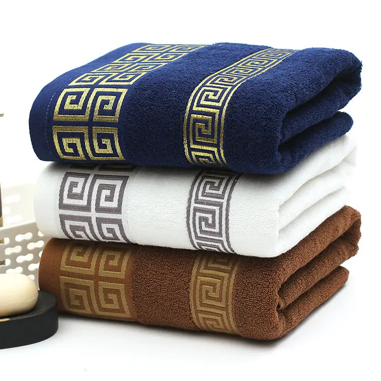 Jacquard 35*75cm Custom Logo Luxury 100% Cotton Fabric Home Bath Towel Set Quick Dry Bathroom Face Hand Towel Set for Hotel