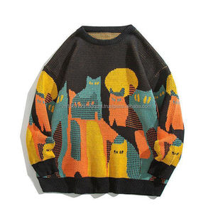 Suéter Retro a Cuadros con Corazón, Cuello Redondo, para Hombre y Mujer, Personalizado, Holgado, Estilo Estudiantil, de Moda, para Parejas, Tejido - Product Image 5