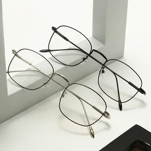 Новые очки с квадратной оправой из нержавеющей стали, оптические очки для деловых женщин