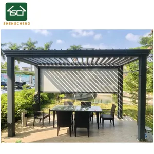 Einziehbare Solar-Sichtblende winddicht Outdoor-Metall-PVC-Jalousien mit Fernbedienung Reißverschluss-Modell und Sonnenmuster