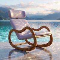 Fauteuil à bascule moderne en teck doré - Fauteuil de détente écologique pour salon, bureau à domicile, hôtel - Mobilier de maison avec revêtement doux