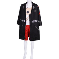 Disfraz de Cosplay de Luffy de One Piece, Kimono Rojo con Parches Azules, Conjunto de Ropa de Anime Unisex que Incluye Capa