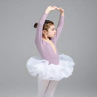 C302210 Nouveautés - Justaucorps de danse à manches longues pour filles, avec jupe, vêtements de danse pour enfant
