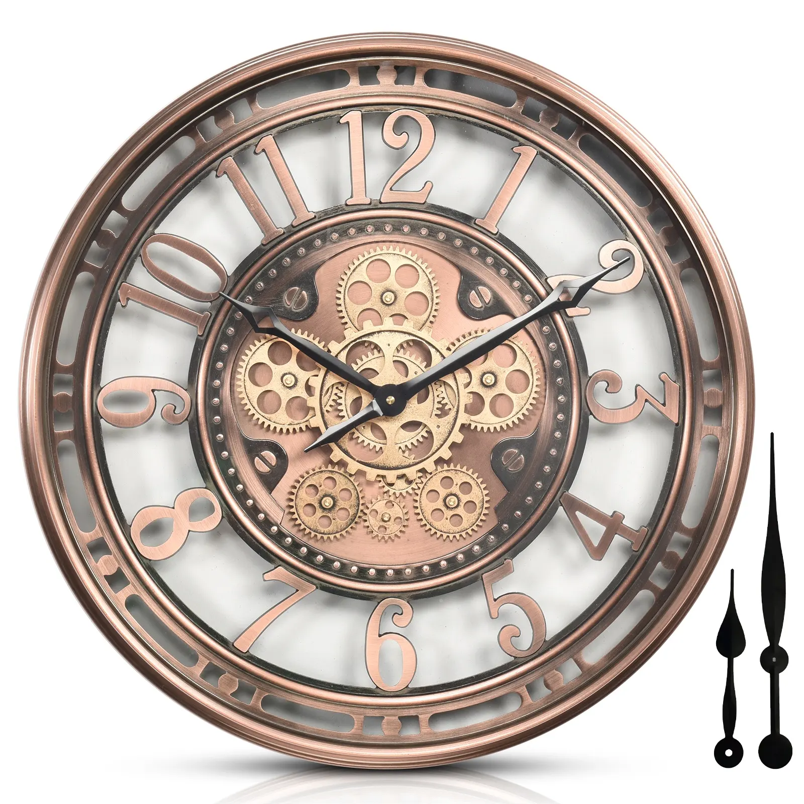 INFINITY TIME Steampunk Unique Vintage Rustic Unique 3D Wall Clock Large Industrial Loft Metal Moving Gear Wall Clock