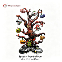 Globos de Aluminio de Halloween de Múltiples Estilos y Formas: Momia, Esqueleto, Calabaza, Árbol Encantado, Murciélago, Gato, Ataúd y Globo con Forma de Ojo