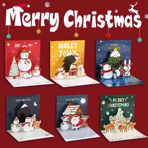 1pcs 3D Pop up Christmas Greeting Cards with Envelope Friend Family Blessing Postcard Birthday New Year Christmas Decoration - Product Image 4