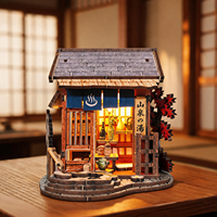 Kit de construction de maison miniature en bois DIY, architecture japonaise, puzzle 3D avec lumière LED pour la décoration de la maison, cadeau