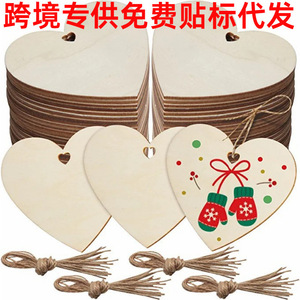 Etiquetas de madera en forma de corazón, 10 unidades, con cuerda de cáñamo, para decoraciones artesanales de Navidad y San Valentín - Product Image 5