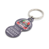 Supermarché Sublimation OEM Token Coin Keychain Custom Designer Shopping Trolley Coin Holder Porte-clés avec décapsuleur