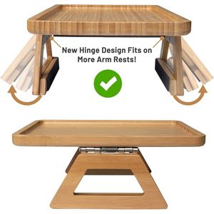 Bamboo Sofa Clip Table 33x26 Cm Portable Armrest Side Table For <b>Small</b> Spaces Stable Dining Surface - Product Image 3