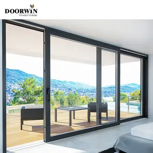 Doorwin-puerta corredera de vidrio doble, marco de aluminio recubierto de polvo, diseño moderno, precio al por mayor