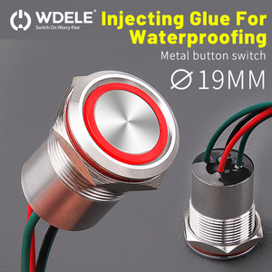 Interruptor de Botón Pulsador de Acero Inoxidable <span class=keywords><strong>WD</strong></span> de 16/19/22 mm, 15 A, 250 V, 1NO, IP67, Impermeable, con Anillo LED, Bloqueo/Instantáneo - Product Image 2