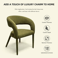 Chaise d'Appoint en Tissu Vert Forêt Chaise de Salle à Manger Rembourrée Bouclé avec Accoudoirs