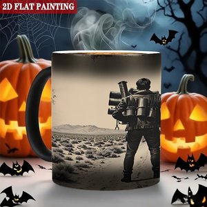 Mug de pique-nique d'extérieur en céramique noir givré 11oz, tasse à changement de couleur activée par la chaleur - Product Image 6