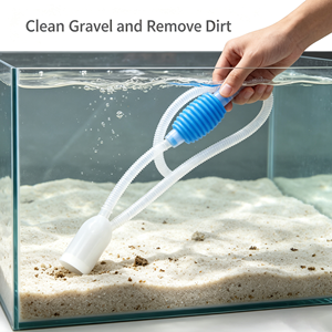 Siphon manuel pour nettoyer <span class=keywords><strong>le</strong></span> gravier d'aquarium avec <span class=keywords><strong>tête</strong></span> filtrante et long tuyau, changeur d'eau pour aquarium - Product Image 3