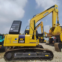 Excavatrice Komatsu PC160 d'occasion haute performance 16 tonnes avec moteur et pompe d'origine d'usine, sur chenilles, à vendre