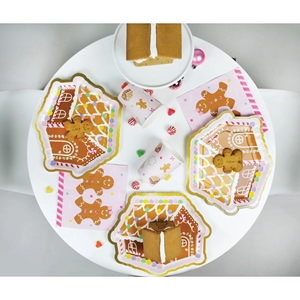 DAMAI Christmas Party Plates and Cups Gingerbread Man Custom Printed Disposable Paper Plates Sets Disposable Tableware Set - Product Image 1