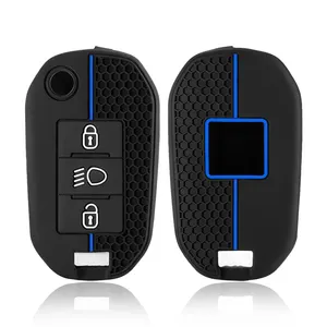 Funda de silicona para llave de coche con 3 botones para <span class=keywords><strong>Peugeot</strong></span> 208 301 308 508 5008 <span class=keywords><strong>3008</strong></span> Citroen 2010 2021 <span class=keywords><strong>2023</strong></span> - Product Image 3