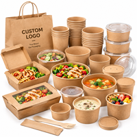 Ciotole per Insalata in Carta Kraft Premium Personalizzate, Contenitori Alimentari Usa e Getta a Prova di Perdite con Rivestimento in PLA, Goffratura per Asporto e Catering