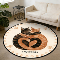 Tapis rond antidérapant pour salon, motif de chat, imprimé personnalisé, doux, lavable en machine, design de tapis rond abstrait