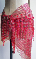 Foulard de danse orientale triangulaire en polyester avec franges de strass, motif rivière d'étoiles et diamants, pour performance de danse du ventre