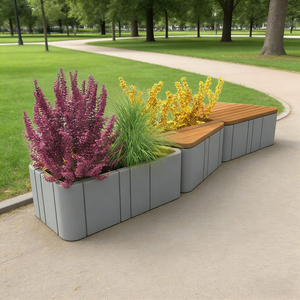 Banc-jardinière GRC personnalisé résistant aux intempéries, mobilier paysager avec jardinière intégrée pour parc urbain - Product Image 1
