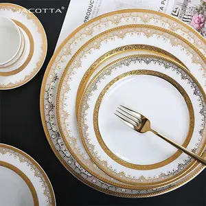 Nouvelles idées de produits 2022 assiette de luxe ensemble vaisselle porcelaine dîner assiettes en céramique