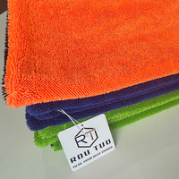 Serviette de lavage auto sans bords, absorbante, anti-déchirure, anti-décoloration, torsadée, colorée, 1400 g/m², pour le detailing automobile