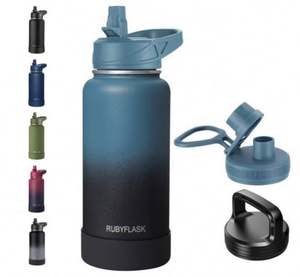 Botella de Agua Aislada de Aluminio de 32oz con Pajita, Aislamiento Térmico de 6-12 Horas, Taza de Oficina para Camping, Gimnasio y Deportes - Product Image 1