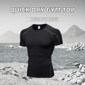 Shorts de sport pour homme, écologiques, à séchage rapide, pour la salle de sport, entraînement, t-shirt, logo personnalisé, tissu respirant en élasthanne/polyester, anti-UV - Product Image 3