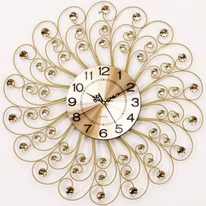 promotional large modern wall clock metal art decor quartz clocks