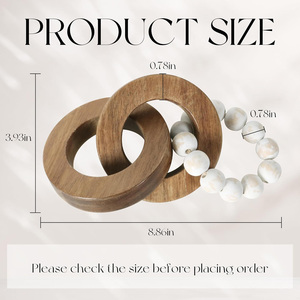 Table basse à étagères en bois style ferme avec décor maillon <span class=keywords><strong>de</strong></span> chaîne, décor <span class=keywords><strong>de</strong></span> nœuds sculptés faits à la main, accents <span class=keywords><strong>de</strong></span> décoration intérieure rustiques et minimalistes - Product Image 2