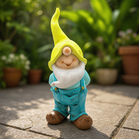 Statue de gnome de jardin en résine personnalisée avec base rocheuse, champignons et panneau amusant pour la décoration de jardin de fleurs et de patio