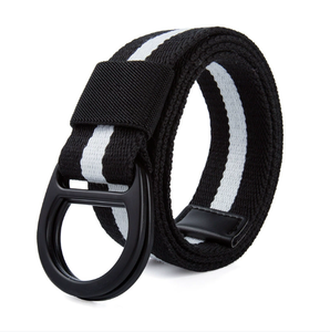 Ceintures souples décontractées respirantes pour hommes en toile à rayures colorées personnalisées avec boucle en alliage Vente en gros d'usine - Product Image 5