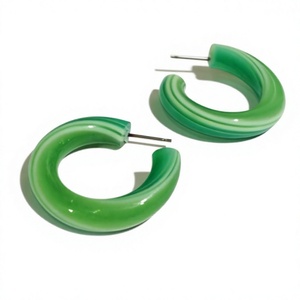 Pendientes de Aro de Resina Verde Únicos y Bonitos, con Mármol Blanco de Lujo, Vintage, de la Mejor Calidad, Redondos, Premium, Joyería de Moda para Fiestas, para Mujer - Product Image 1