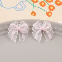 Hanfan 100% Polyester, Nœuds imprimés à la feuille d'argent, Dentelle en gaze filet, Mini bijoux faits main DIY, Décoration capillaire papillon pour enfants